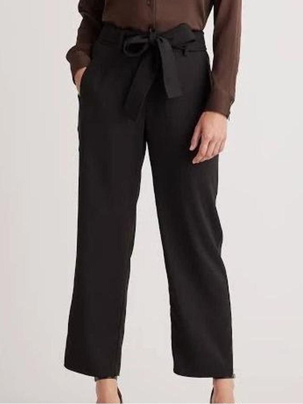 Quince Stretch Crepe Paperbag Pant Black Size 8